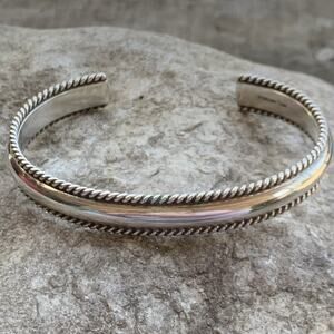 Native American TAHE Sterling Silver Cuff Bracelet with Roping Vintage